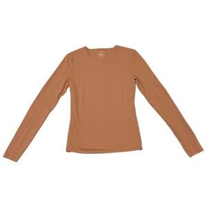Nuuds Long Sleeve Shirt Stretchy Performance Top Nylon Spandex Nude Orange Small